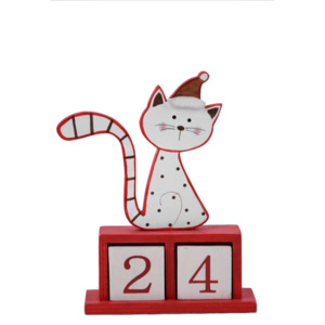 Drevený adventný kalendár s motívom mačky Ego dekor Cat, výška 18 cm