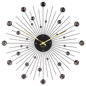 Nástenné hodiny - Karlsson Sunburst Crystal Large Black, OE 50 cm
