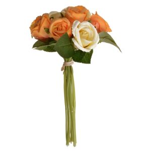 Umelá kytice pukov ruže oranžová, 22 cm