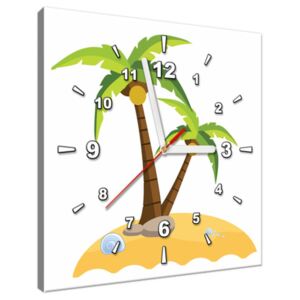 Tlačený obraz s hodinami Ostrovček s dvoma palmami ZP4052A_1AI