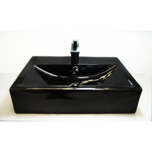 Čierne umývadlo Black Widow, keramika s čiernou glazúrou, 550x405x130 mm (bss7674)