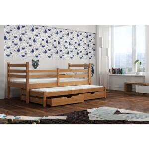 Detská posteľ 80 x 180 cm MONTY (s roštom a úl. priestorom) (buk). Akcia -33%. Vlastná spoľahlivá doprava až k Vám domov