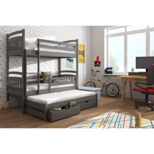 Detská posteľ 90 x 190 cm ANIE (s roštom a úl. priestorom) (grafit). Vlastná spoľahlivá doprava až k Vám domov