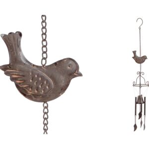 Zvonkohra s ptáčkem, kovová dekorace na zavěšení