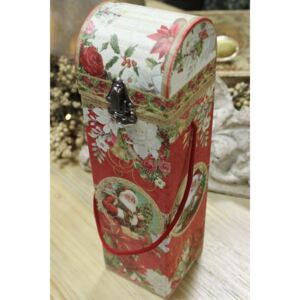 Červeno biela vianočná darčeková krabička na fľašu