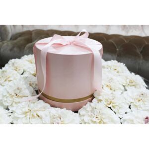 Ružový kvetinový flower box v tvare valca 22cm