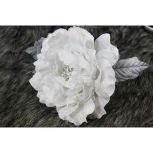 Biela sametová ruža bez glitra 13cm