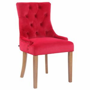 Jedálenská stolička Aberdeen ~ zamat, drevené nohy antik svetlé Farba Červená
