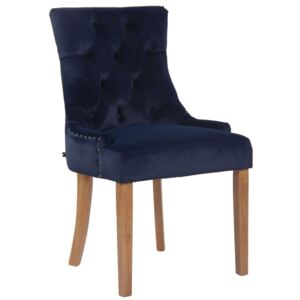 Jedálenská stolička Aberdeen ~ zamat, drevené nohy antik svetlé Farba Modrá