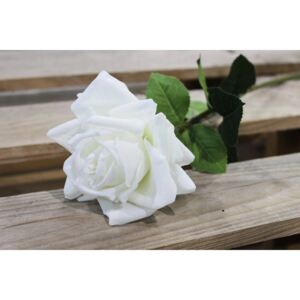 Biela umelá ruža rozkvitnutá 74cm