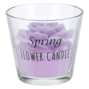 Jarná sviečka v skle – fialová 9 cm