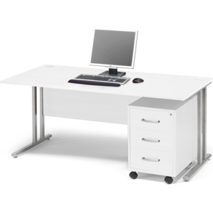 Kancelárska zostava Flexus: stôl 1600x800 mm + kancelársky kontajner, biela