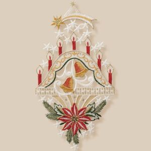 Textilná dekorácia na okno – Vianočný svietnik 29 cm