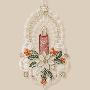 Textilná dekorácia na okno – Vianočná sviečka 28 cm