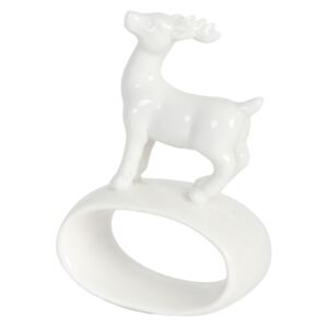 Krúžok na obrúsok JELEŇ 4 kusy biela keramika