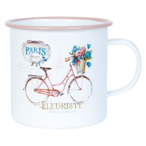 Hrnček PARIS - bicykel ružový biela kov