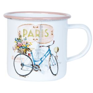 Hrnček PARIS - bicykel modrý biela kov
