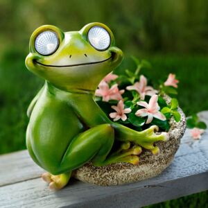 Solárna žaba s kvetináčom