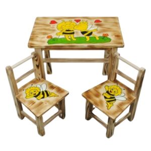 Bestent Detský drevený stolík Včielka Maja + 2 stoličky