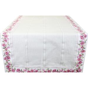 Behúň na stôl ružové kvety 45x150 cm Made in Italy