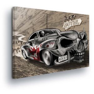 Obraz na plátne - Sports Car with Skull 60x40 cm