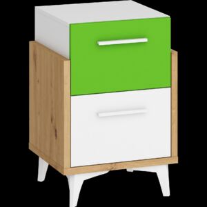 WIP Nočný stolík HEY-19 45 Farba: Dub artisan/biela/zelená