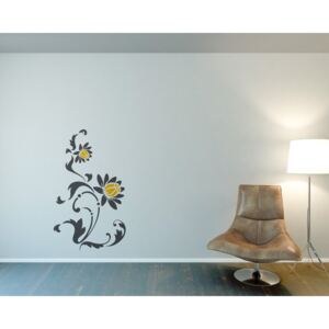 GLIX Kvetinová dekorácia VI. - nálepka na stenu Šedá a žltá 30 x 60 cm