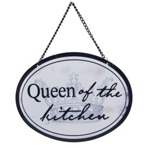 Závesná kovová ceduľka Queen of the kitchen - 17 * 13 cm