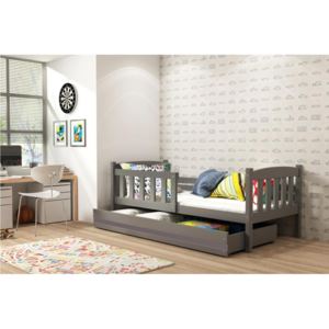 Detská posteľ KUBUS + ÚP + matrac + rošt ZADARMO, 80x160, grafit, grafitová