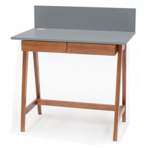Sivý písací stôl s podnožím z jaseňového dreva Ragaba Luka Oak