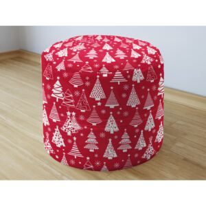Goldea vianočný bavlnený sedacie bobek 50x40cm - stromčeky na červenom 50 x 40 cm