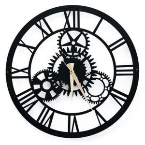Čierne nástenné hodiny Davin Clock, ⌀ 48 cm