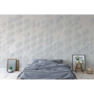 GLIX Fototapeta - Modern 3D Grey Hexagonal Pattern Vliesová tapeta - 250x104 cm