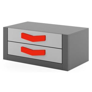 Nočny stolík Lopez LP08, Farby: Grafit / šedý, úchtky: červená