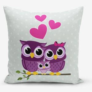 Obliečka na vankúš s prímesou bavlny Minimalist Cushion Covers Hearts Owls, 45 × 45 cm
