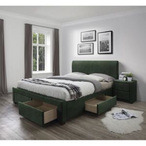 Halmar MODENA 3 160x200 čalúnená posteľ so zásuvkami velvet tmavo zelená