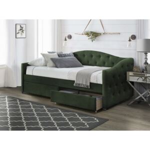 Halmar ALOHA 90x200 čalúnená posteľ so zásuvkami velvet tmavo zelená