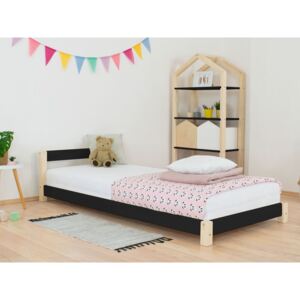 Benlemi Detská jednolôžková posteľ s čelom Dreamy Rozmer: 70x160 cm, Farba hranolov: Prírodný dekor nelakovaný, Farba plôch: Čierna