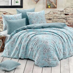 Bavlnené posteľné obliečky ESTELITA tyrkysové francúzska posteľ