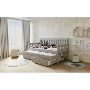 Dětská postel s výsuvnou přistýlkou z MASIVU 200x90cm bez šuplíku - M06