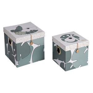 DONE BY DEER Set krabičiek Tiny Tropics 2 ks, 25 x 25 cm a 21 x 21 cm
