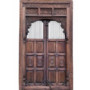 Sanu Babu Antik dvere s rámom z Gujaratu, tíkové drevo, 160x14x265cm