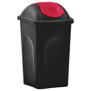 Odpadkový kôš s otočným vekom 60l čierno-červený