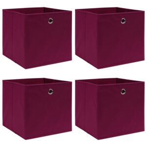 Úložné boxy 4 ks tmavočervené 32x32x32 cm látkové