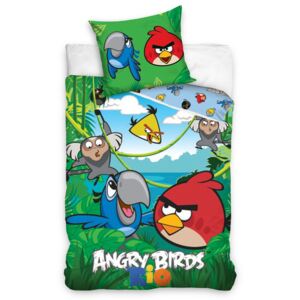 Tip Trade Detské bavlnené obliečky Angry Birds Jungle zelenej 140x200cm / 70x80cm