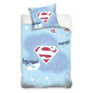 Textylia Bavlnené detské obliečky do postieľky licenčné 90x120cm / 40x60cm Superman boy modré