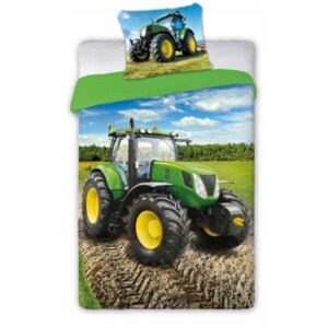 Detské obliečky zelené s motívom traktora 140x200cm / 70x80cm Rozmer, farba: 140x200+70x80cm