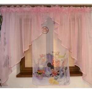 Voálové záclona Bela Minnie Daisy svetlo ružová dva úkosy 400x145cm