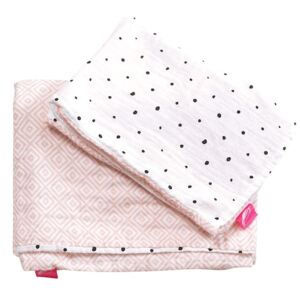 MOTHERHOOD Obliečky bavlnené mušelínové do postieľky Pre-Washed Pink Squares 2-dielne