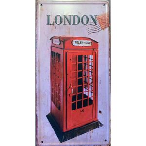 Ceduľa London telefónna budka 30,5cm x 15,5cm Plechová tabuľa